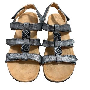 Vionic Amber Black Metallic Sandals Comfort Orthotic Strappy Size 7